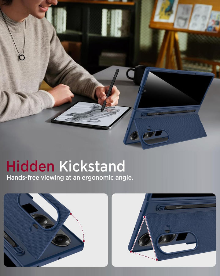 Miimall Kompatibel mit Samsung Galaxy Z Fold 7 Hülle mit S-Pen & Stifthalter, [Anti-SPY Displayschut