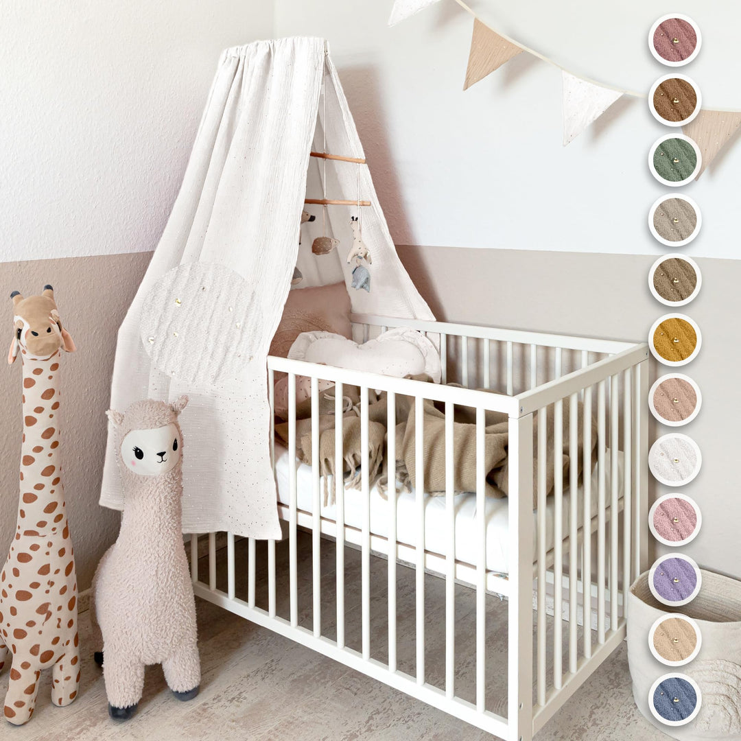 lilimaus Betthimmel Babybett mit Gold Applikation in 12 Farben [inkl. Himmelstange] - Himmel Babybet