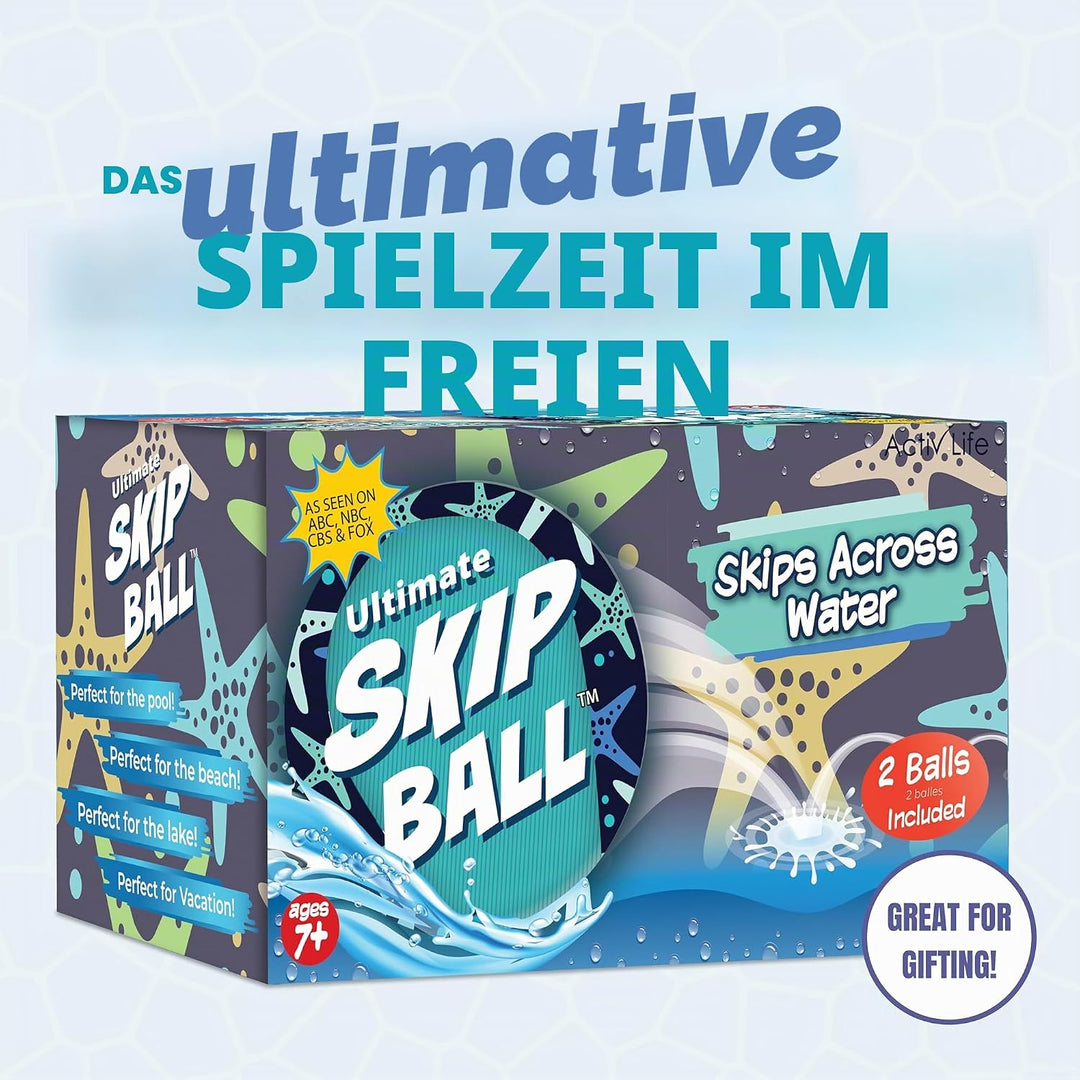 Activ Life Skip Ball Seesternblau – Wasserhüpfball 2er-Set für Kinder & Erwachsene – Outdoor Strands