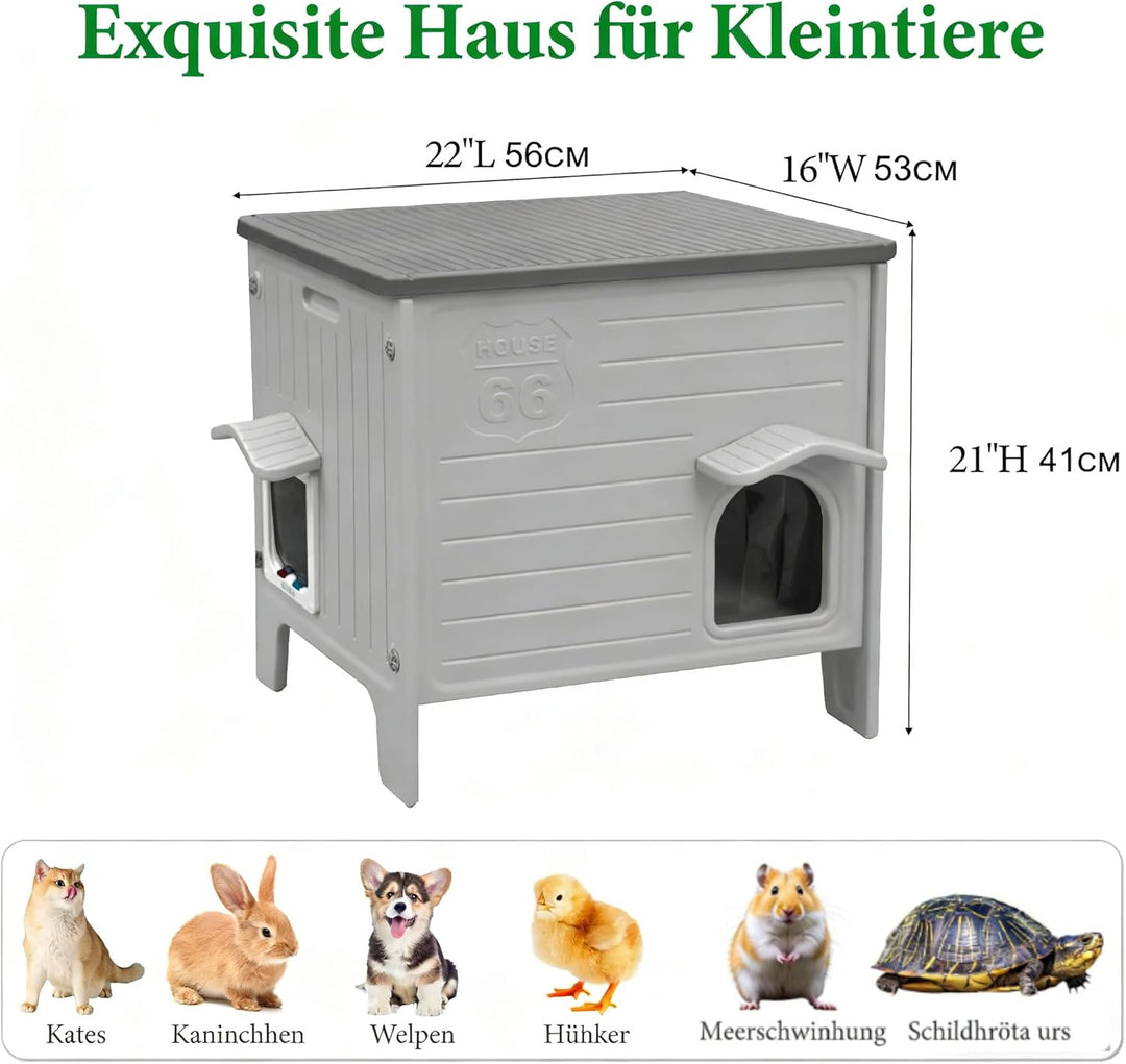 HiCaptain Katzenhaus Outdoor Winterfest Katzen Kunststoff verwildert Outdoor-Katzenhaus Welpenunterk