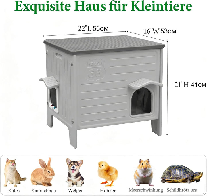 HiCaptain Katzenhaus Outdoor Winterfest Katzen Kunststoff verwildert Outdoor-Katzenhaus Welpenunterk