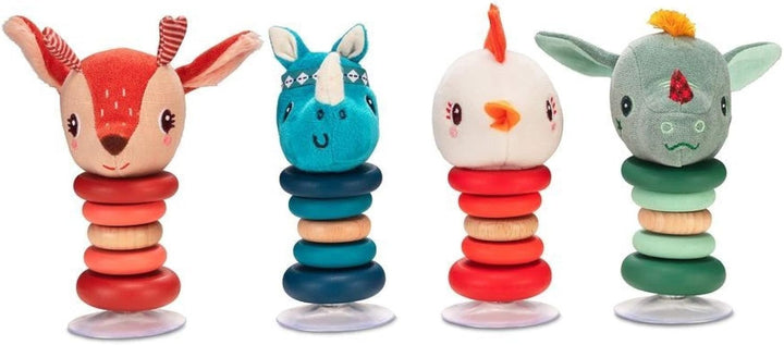 Lilliputiens - Saugfussrassel Marius das Nashorn - Interaktives Spielzeug für Babys mit Glöckchen, H