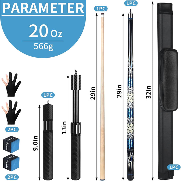 Kmise Professioneller Pool-Queue-Stick – 19 20 21 oz Queue-Sticks aus kanadischem Ahorn, Schaft mit