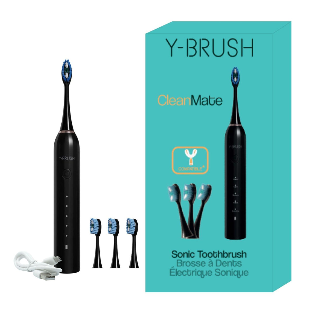 Y-Brush CleanMate Elektrische Schallzahnbürste, wiederaufladbar, USB-C – 2 Monate Akkulaufzeit – 5 P