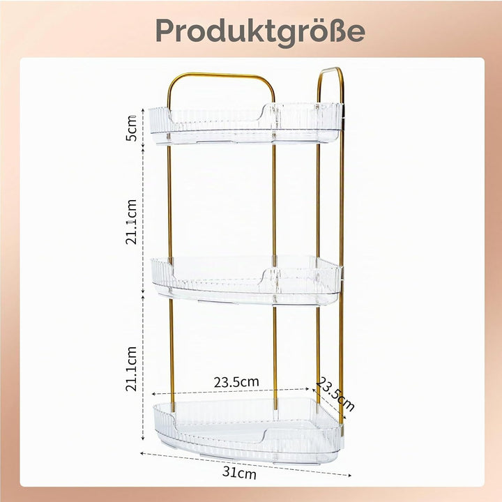VINATO Make Up Organizer, Schminktisch Organizer, 3-stufiger Eck Organizer für Bad/Kosmetik, Transpa
