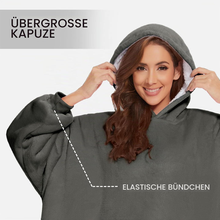 GAYYNE Hoodie Decke mit Ärmeln Deckenpullover, Tragbare Decken Hoodie Damen, Ultra Weiche Sherpa Fle