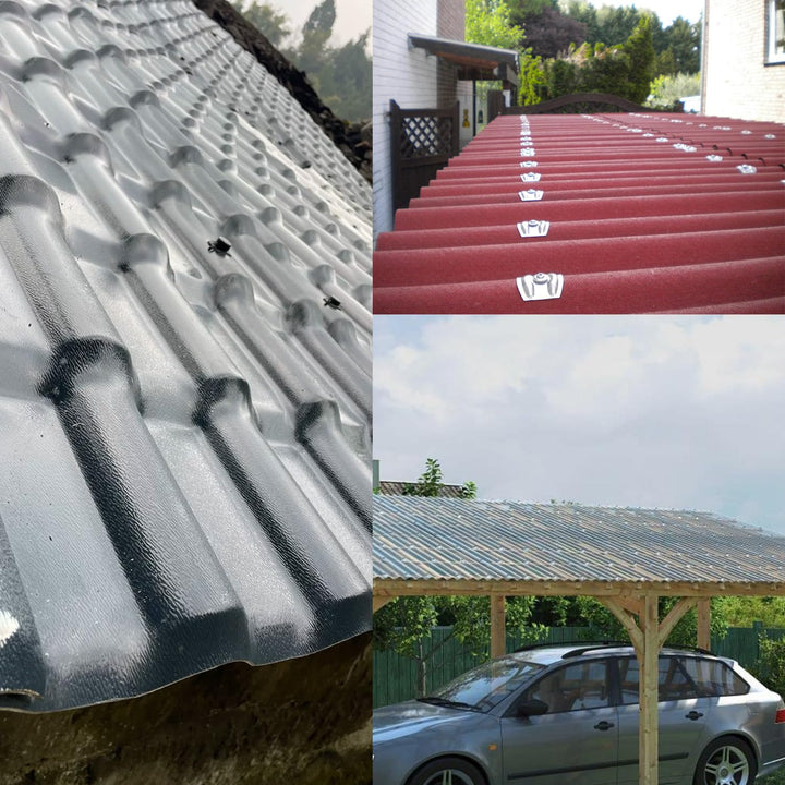 Befestigungsmaterial für Wellplatten 100 Stück - Abstandshalter und Schrauben zur Montage von Trapez