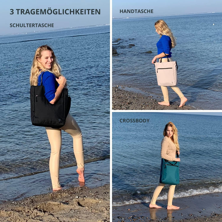 FUCHS & REBELL® Tote Bag JONA – Durchdachte 3-in-1 Laptoptasche mit vielen Fächern: Handtasche, Schu