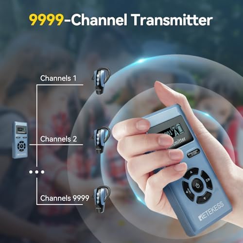 Retekess TT106S Drahtloses Tourguide-System, Ohrbügel-Empfänger, 2.4GHz, One-Touch-Bedienung, USB-La
