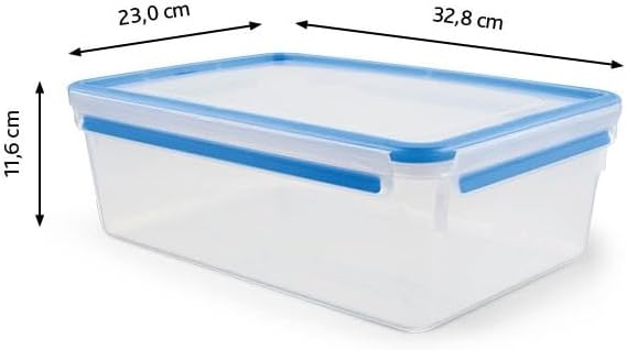 Emsa 508547 Clip & Close | Rechteckige Frischhaltedose | mit Deckel | 5.4 Liter | Transparent/Blau R