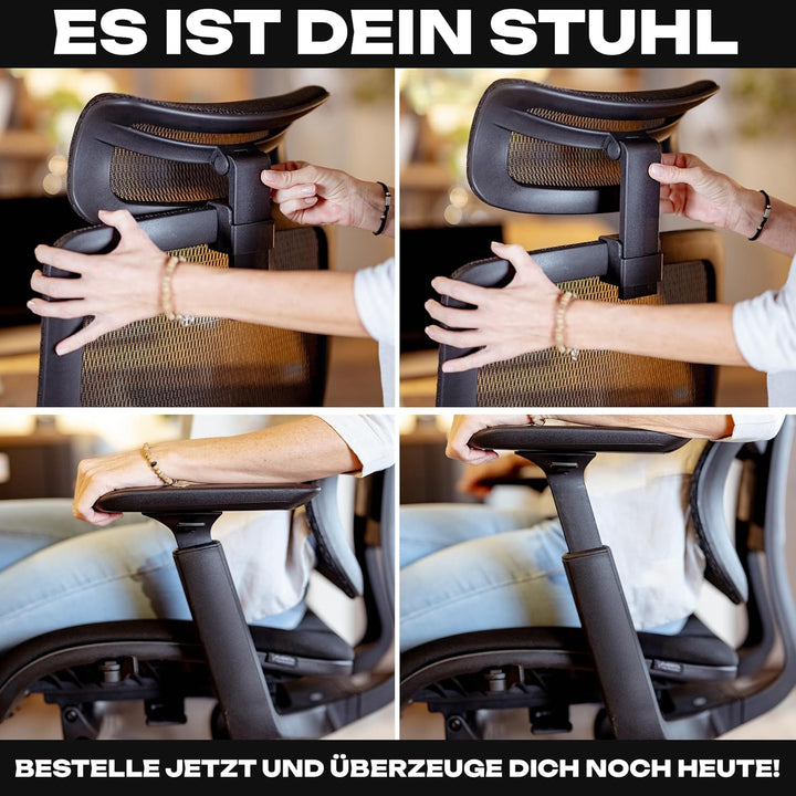 VALKENSTOL M6 Ergonomischer Bürostuhl 150 KG [Grosse Menschen, Schaumstoff-Sitz] Bürostuhl Ergonomis