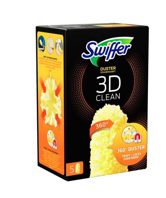 Swiffer Duster Staubwedel 3D Clean Nachfüllpackungen, 30 Stück (6 x 5), 360°-Fasern zum Auffangen un