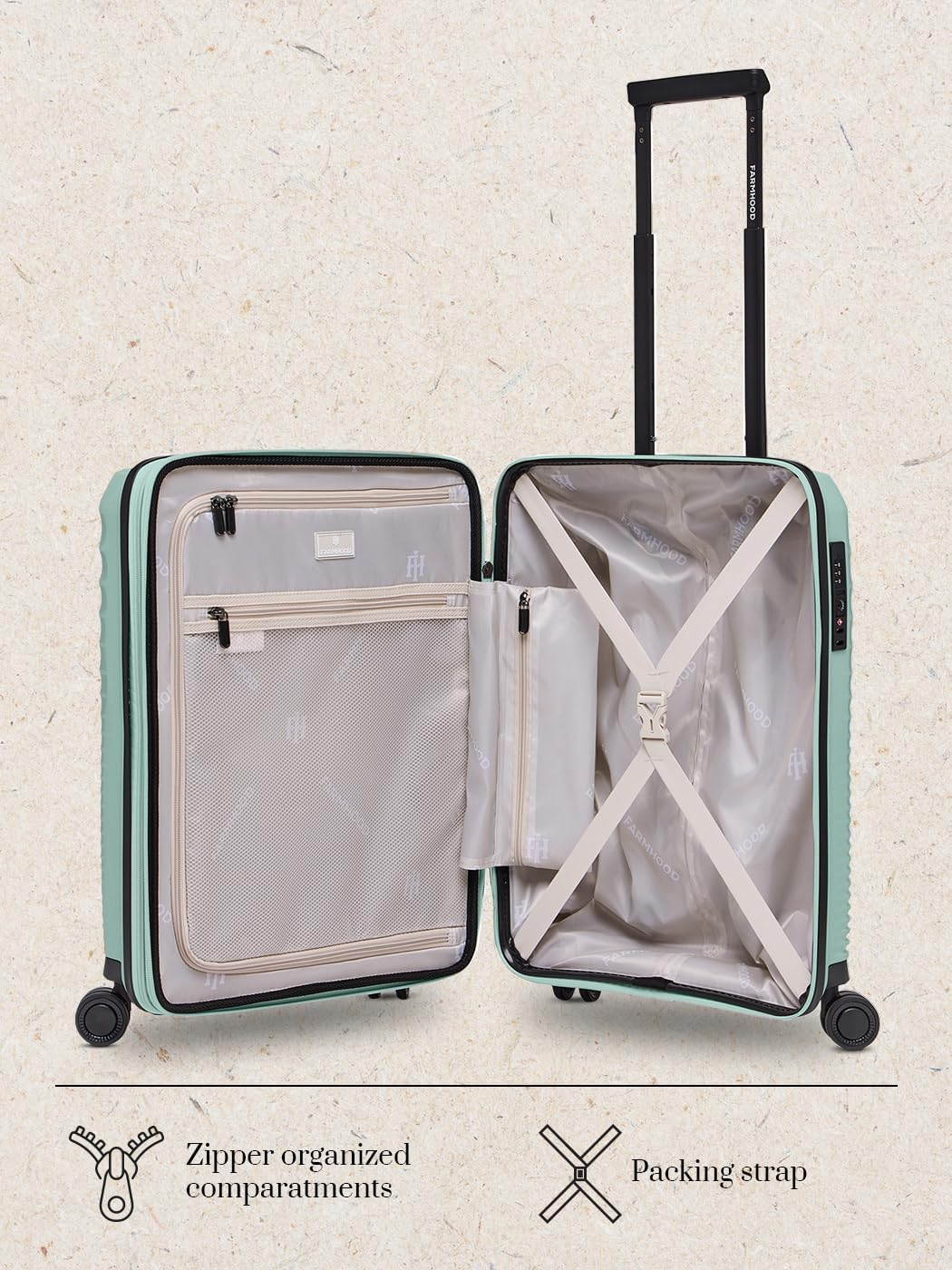Farmhood Eco Edition Hartschalen Kabinen-Koffer nachhaltig | Kleiner Cabin-Trolley 40 x 22 x 55 cm m