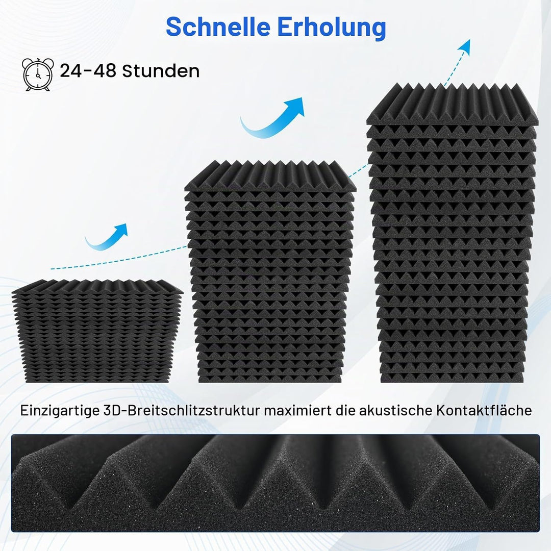 Focusound Akustikschaumstoff Schalldämmung, 30 X 30 X 2.5CM Schallschutz Schallschutzplatten Akustik