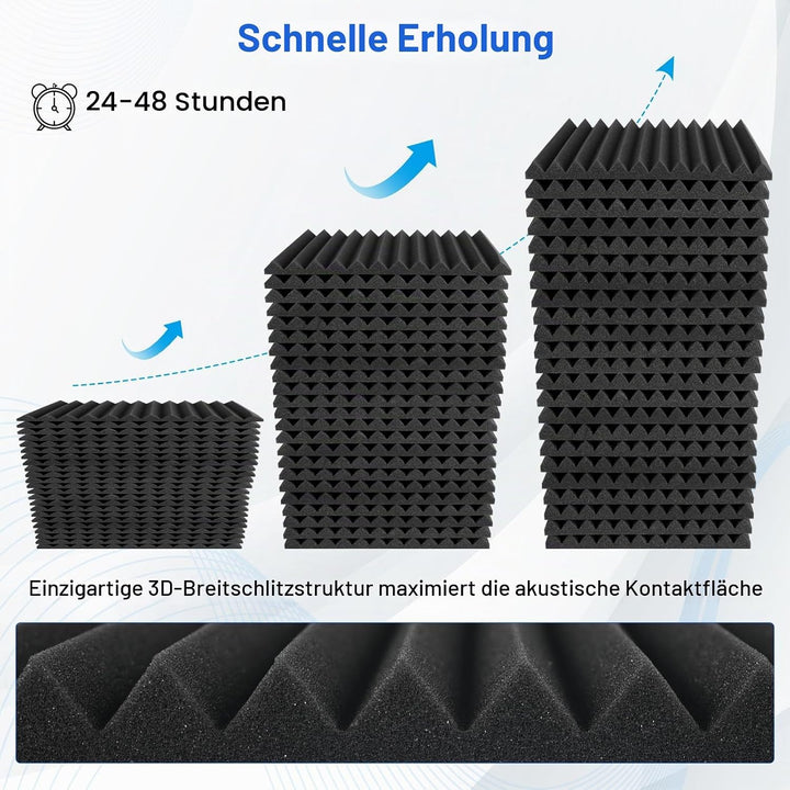 Focusound Akustikschaumstoff Schalldämmung, 30 X 30 X 2.5CM Schallschutz Schallschutzplatten Akustik