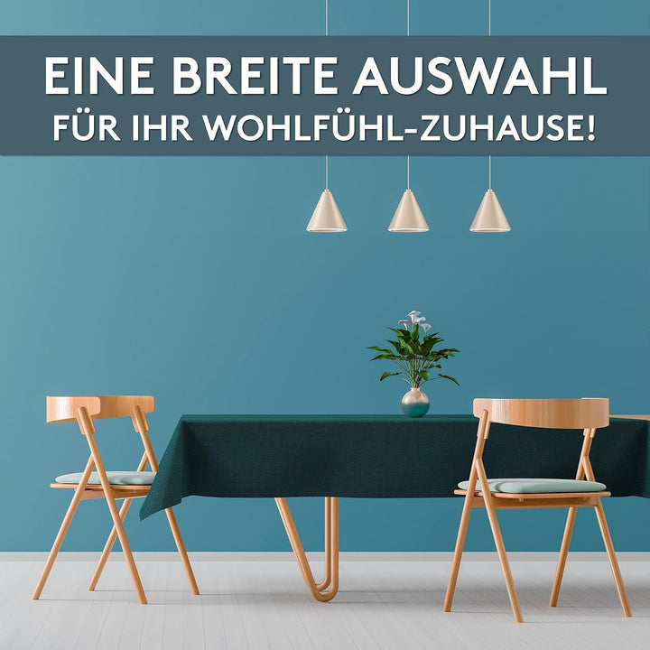 LILENO HOME Tischdecke abwaschbar [130x160cm] in Petrol - Gesäumte Polypropylen Gewebe Tischdecke wa