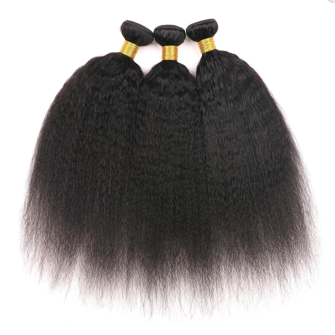 Huarisi Yaki Kinky Straight Human Hair 3 Bundles 18 20 22 Inches Brazilian Yaki Hair Bundles Weaves