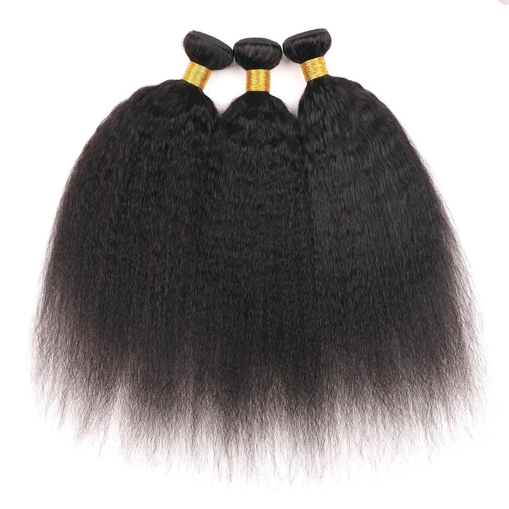 Huarisi Yaki Kinky Straight Human Hair 3 Bundles 18 20 22 Inches Brazilian Yaki Hair Bundles Weaves
