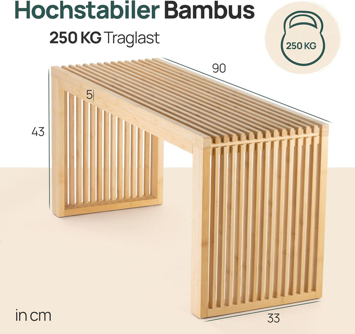 Bambus Sitzbank Flur - Sitzbank Esszimmer - Holzbank Flur - Esszimmerbank | BAM BOO BOX Garderobenba