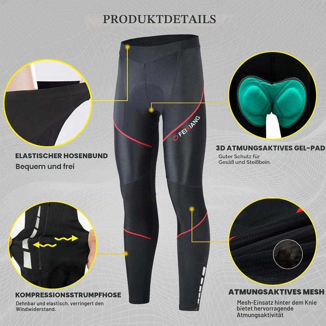 MEETWEE Herren Radlerhose Lange Fahrradhose, Kompression Radhose Leggings Radsport Hose für Männer E