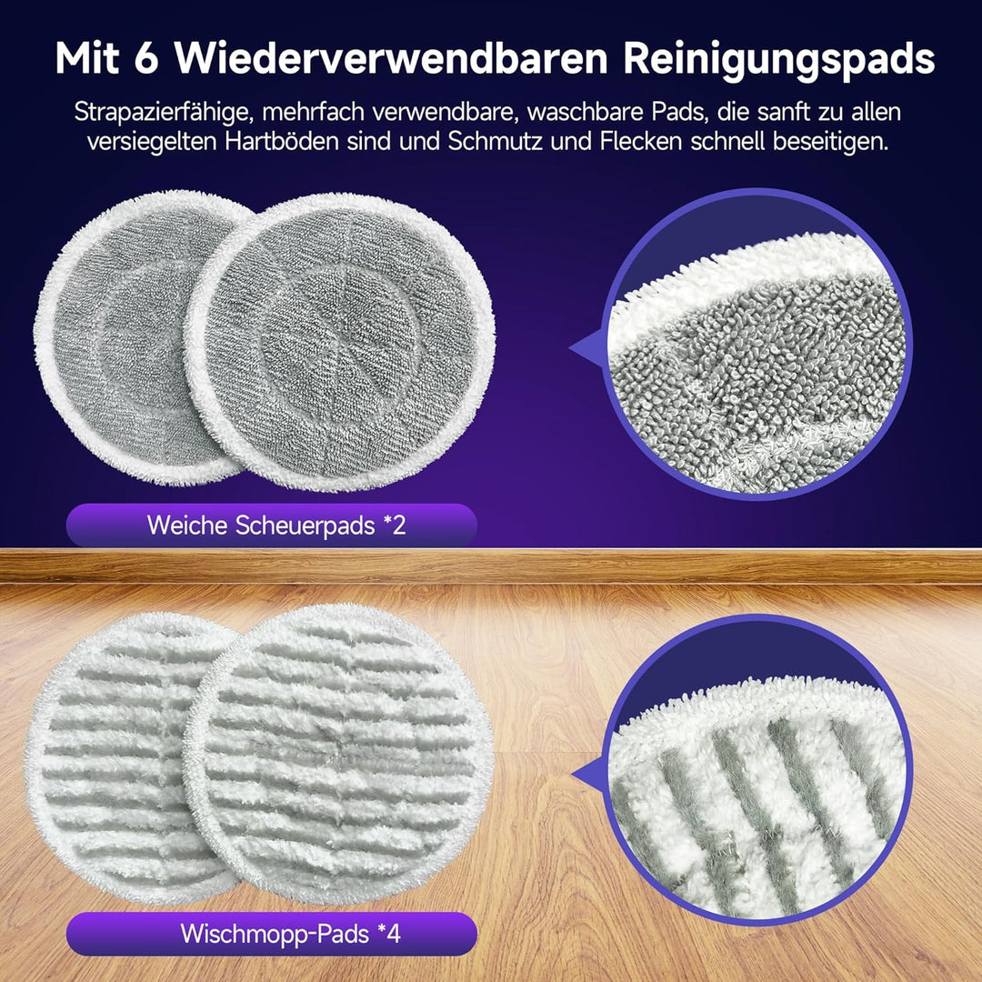 AlfaBot F2 Dampfreiniger – Dampfbesen mit 99,9%iger Desinfektion von Keimen und Bakterien, Dampf in