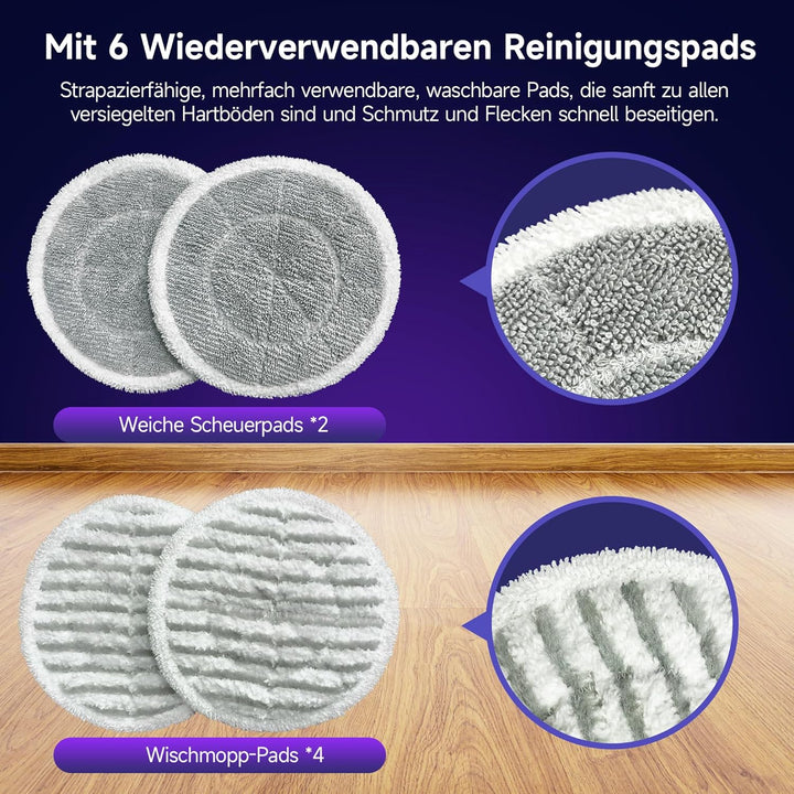 AlfaBot F2 Dampfreiniger – Dampfbesen mit 99,9%iger Desinfektion von Keimen und Bakterien, Dampf in