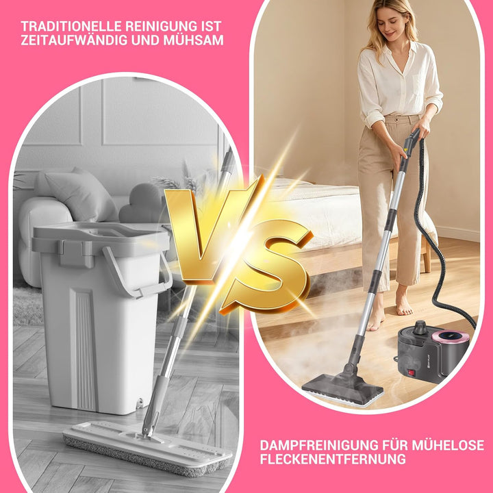 2000W Dampfreiniger, 5Bar Hochdruck Dampfreiniger Handgerät, Steam Cleaner mit 11 Zubehör, 40Min Lau
