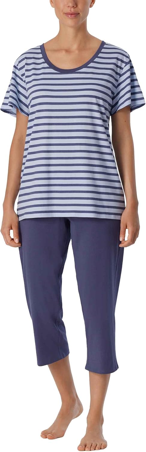 Schiesser Damen Pyjamaset 38 Blau Gestreift, 38 Blau Gestreift