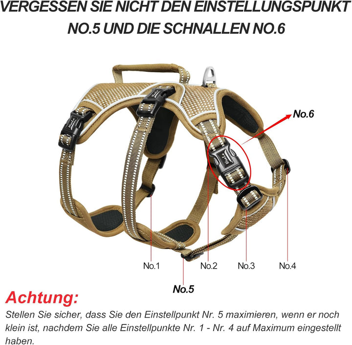 HEELE Hundegeschirr, Ausbruchsicher, Schnalle im Halsbereich, Reflektierend, Brustgeschirr mit Robus