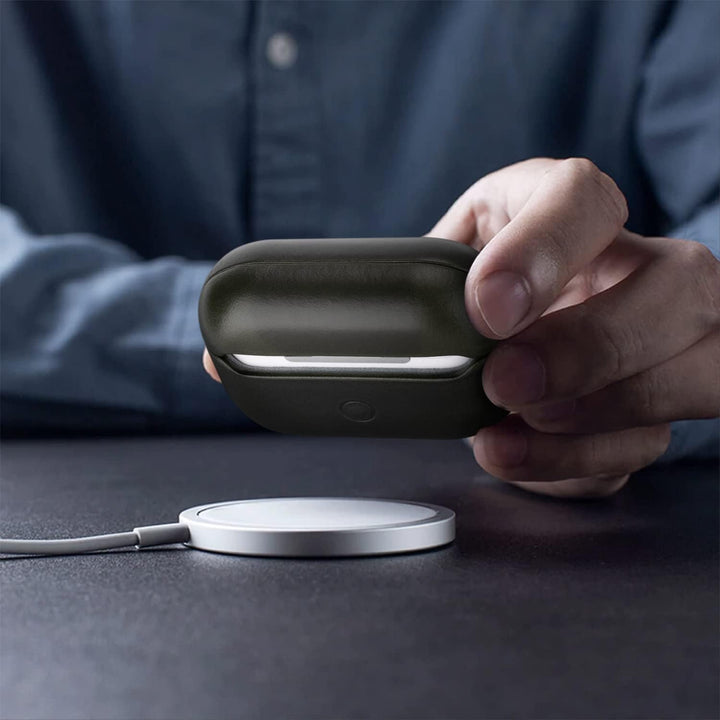 Maogoam für AirPods 4. Generation Fall Leder, Echtes Kristall Öl Wachs Rindsleder Fall Abdeckung für