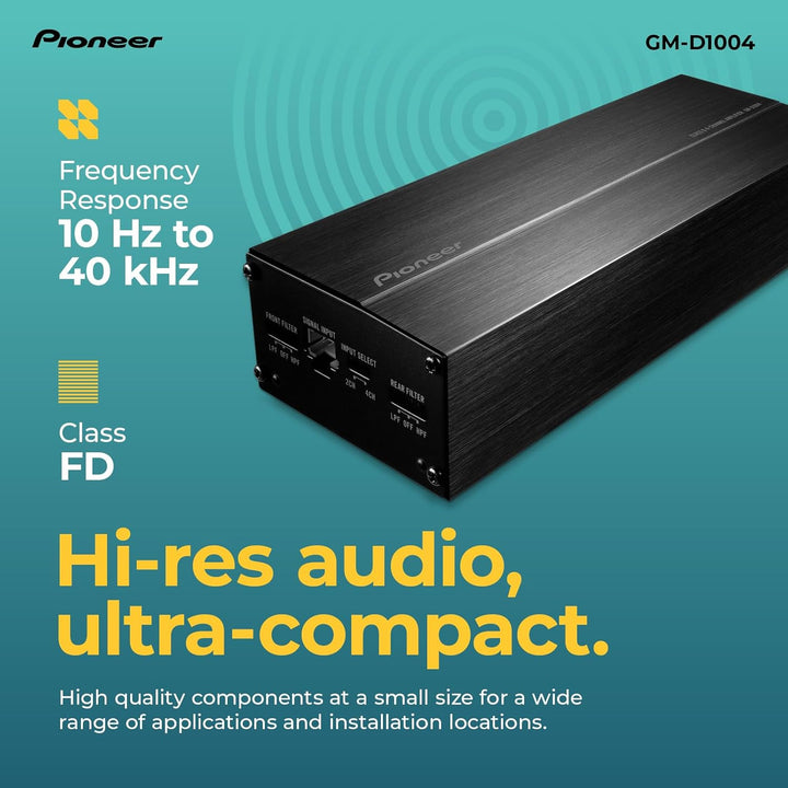 Pioneer GM-D1004 Kompakter 4-Kanal-Class-D-Verstärker mit TVC und Eingangssensor (400 W)