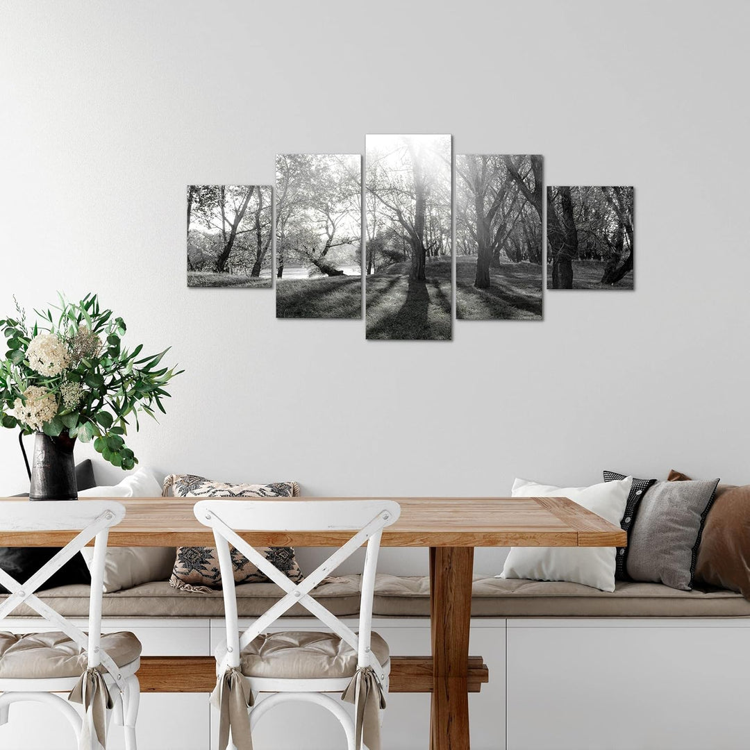 Runa Art Wandbilder Wald Landschaft 5 Teilig Bild auf Vlies Leinwand Deko Schlafzimmer Wohnzimmer So