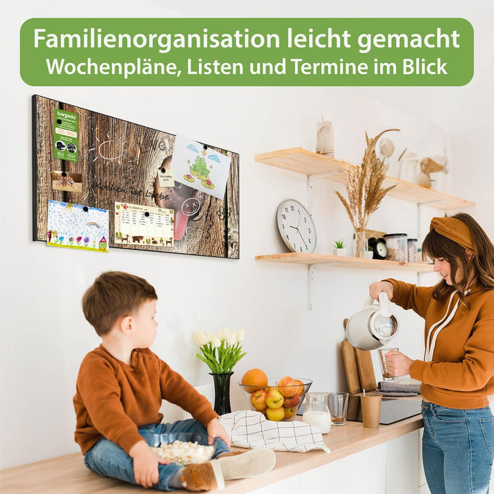 banjado Magnettafel schwarz 78 x 37cm / Magnetwand Metall/Magnetpinnwand als Memoboard/Pinnwand Magn