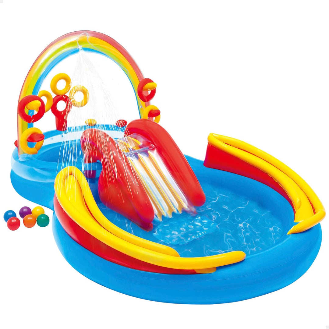 Intex Rainbow Ring Play Center - Kinder Aufstellpool - Planschbecken - 297 x 193 x 135 cm - Für 3+ J