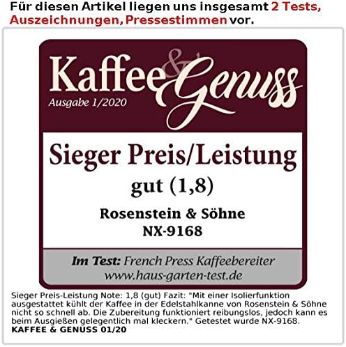 Rosenstein & Söhne French Press Thermos: Thermo-Kaffeebereiter, French-Press, Edelstahl, doppelwandi