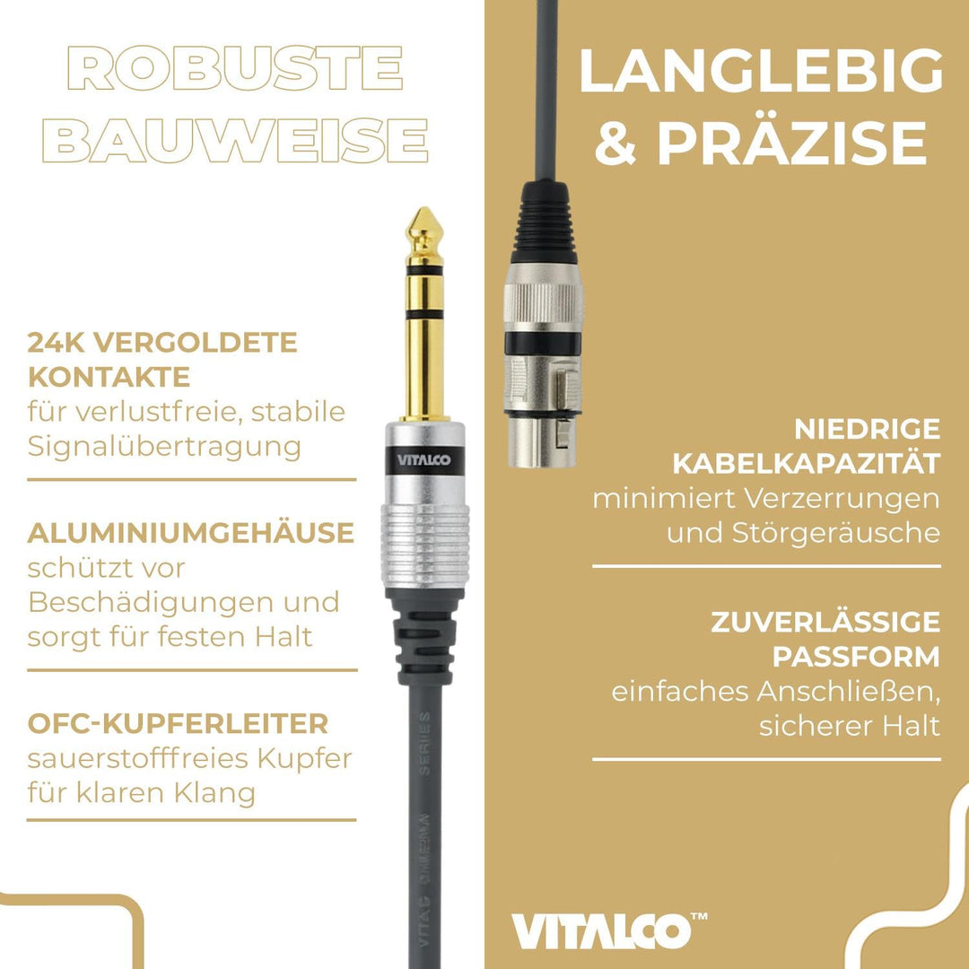 XLR Stecker auf 2x Cinch Buchse Adapter Mikrofon 3 Polig auf Chinch Audio Kabel Adapter XLR Male 2x