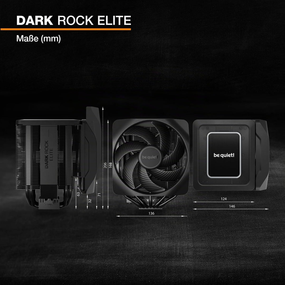 be quiet! Dark Rock Elite Luftkühler, 2x Silent Wings 135mm PWM Lüfter, Speed Switch mit 2 Modi, Hoc
