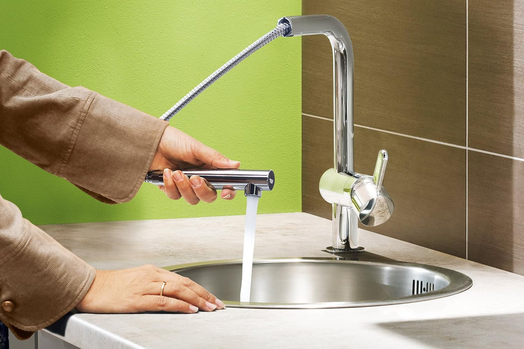 GROHE Flair - Einhand- Spültischarmatur (mit herausziehbarem Mousseurauslauf, L-Auslauf), chrom, 324
