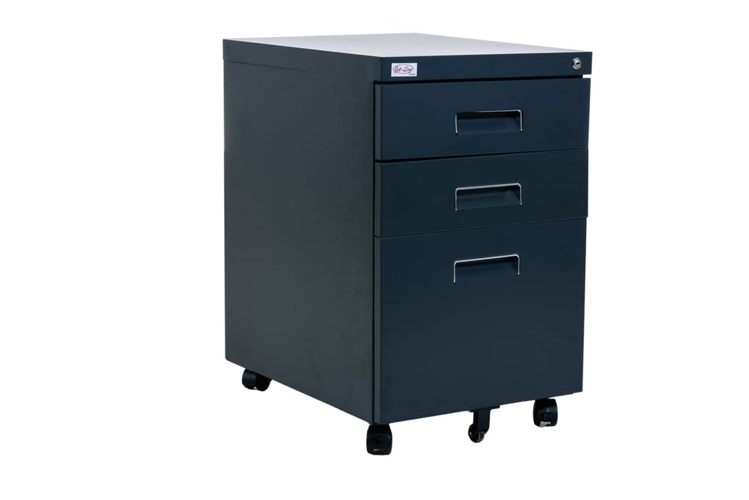 Jet-Line®| Büro Rollcontainer Metall | 3-Schubladen Hängeregister |abschliessbar | Aktenschrank | Bü