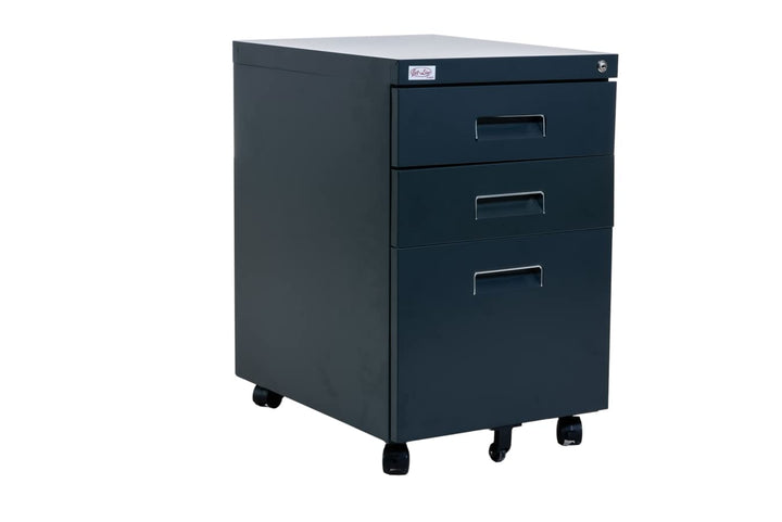 Jet-Line®| Büro Rollcontainer Metall | 3-Schubladen Hängeregister |abschliessbar | Aktenschrank | Bü
