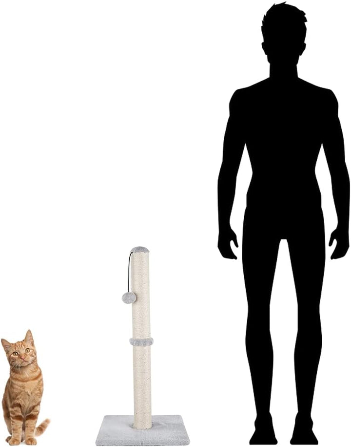 Dimaka Kratzbaum für Katzen, 74 cm, mit Sisalseil und weichem Plüschbezug GRAU, GRAU
