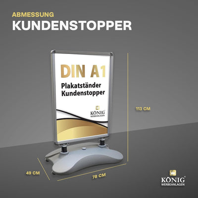 Dreifke Kundenstopper Keitum Wind Line DIN A1 silber| beidseitig für 2 Plakate | stabiler Fuss für s
