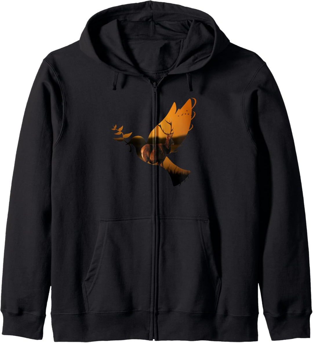 Friedenstaube mit Ren und Vogel Kapuzenjacke