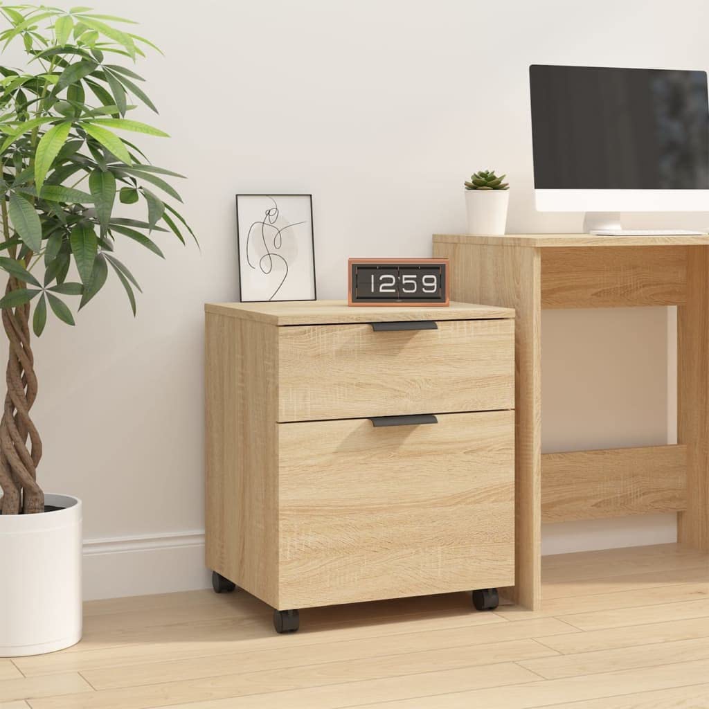 Willood Mobiler Aktenschrank mit Rollen Sonoma-Eiche 45x38x54cm Schreibtischschrank, Schreibtischorg