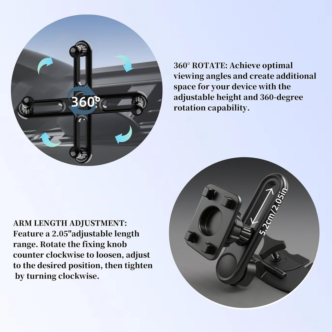 Epronic CD SchlitzHalterung für CarPlay Bildschirm Verstellbarer Arm und 360° Drehbarer 17mm Kopf Ko