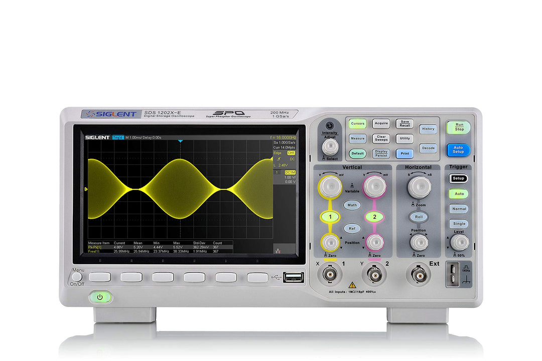 Siglent Technologies SDS1202X-E Digitales Oszilloskop, 200 MHz, 2 Kanäle, Grau