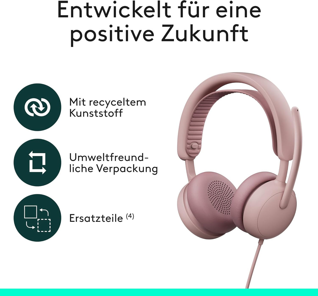Logitech Zone Wired 2 – Headset mit Geräuschunterdrückung und Adaptive Hybrid-ANC, USB-C mit USB-A-A