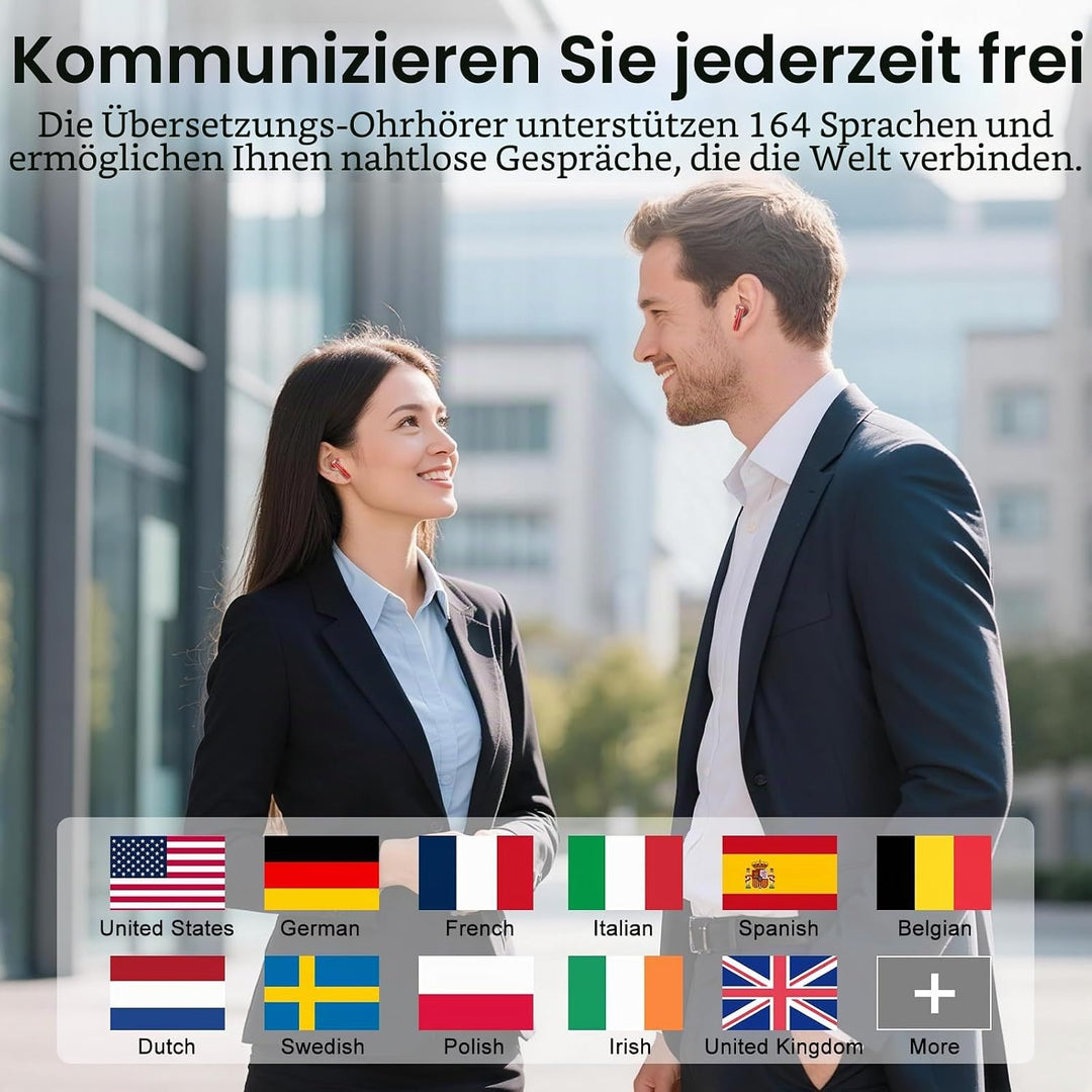 Neu KI Kopfhörer Übersetzer, 48 Std 3-in-1 Echtzeit Sprachübersetzer Kopfhörer 164 Sprachen/7 Modi m