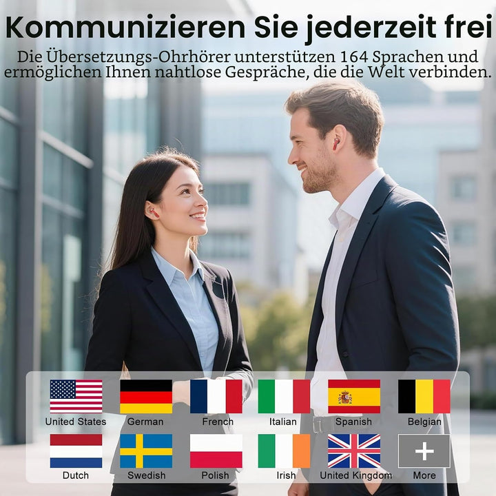 Neu KI Kopfhörer Übersetzer, 48 Std 3-in-1 Echtzeit Sprachübersetzer Kopfhörer 164 Sprachen/7 Modi m