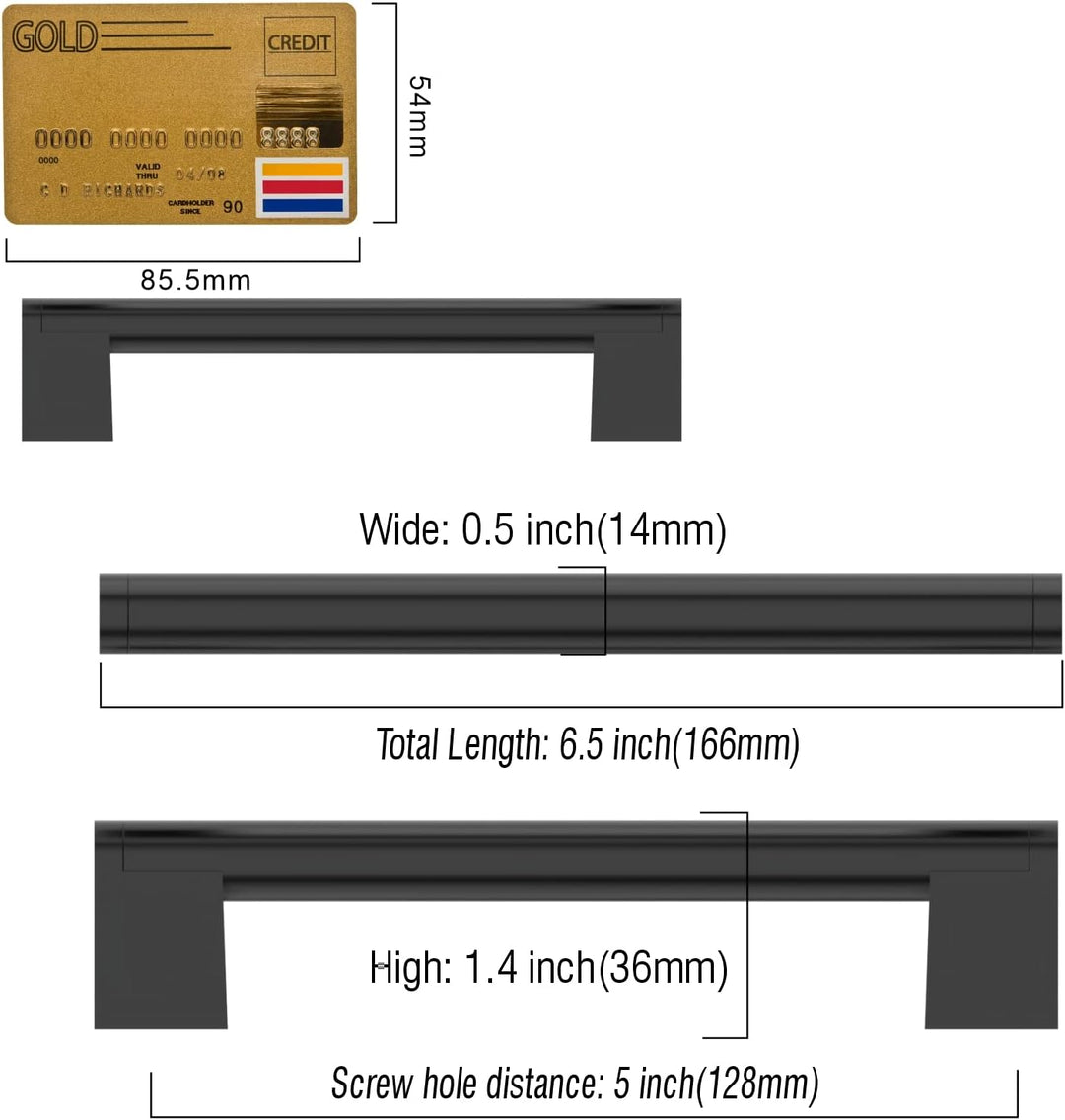 Amerdeco 10 Stück Möbelgriffe Edelstahl Schwarz Schrankgriffe Küchengriffe 128mm Lochabstand Schubla